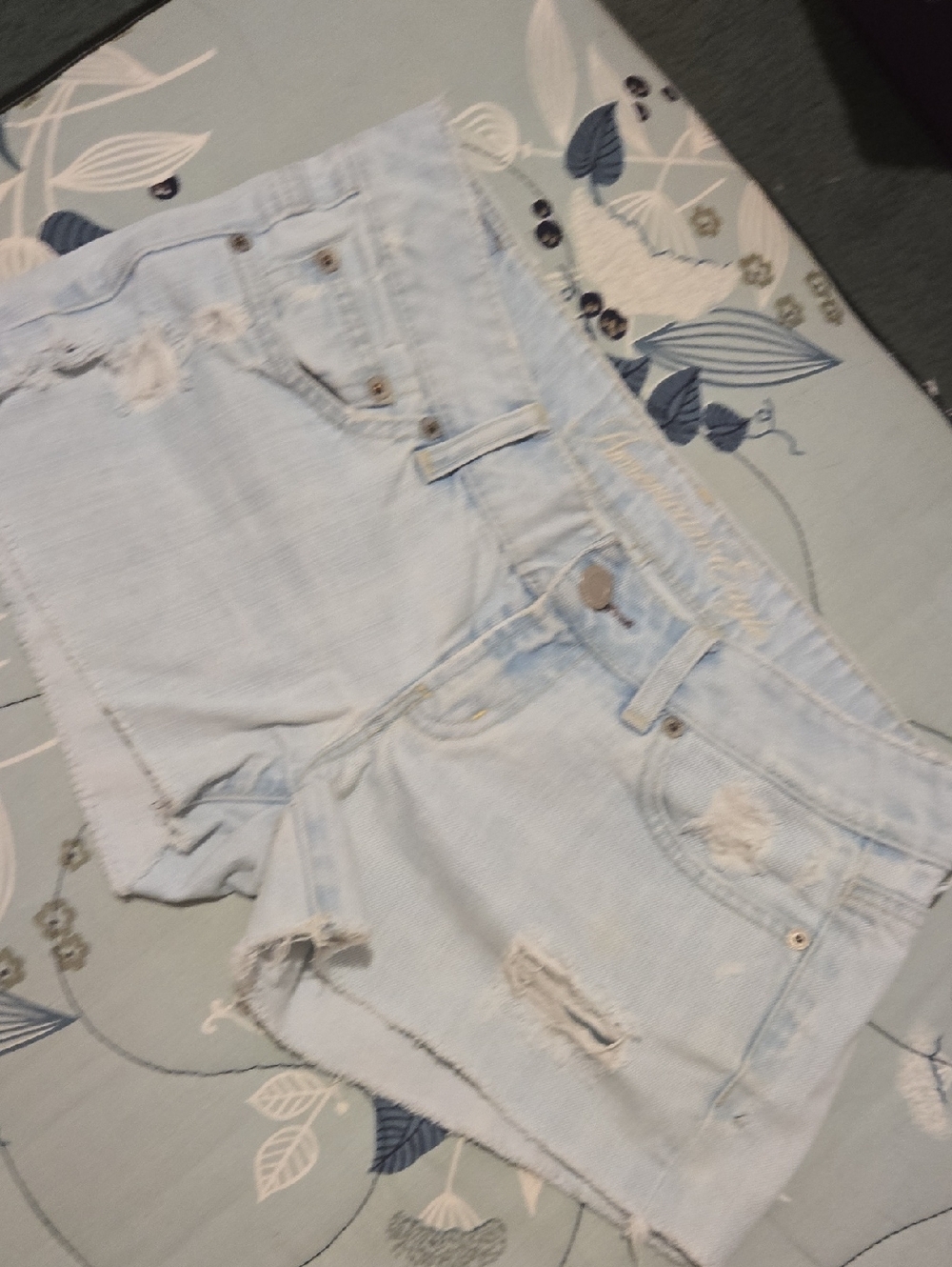 American Eagle Outfitters Light Wash Distressed Denim Shorts
